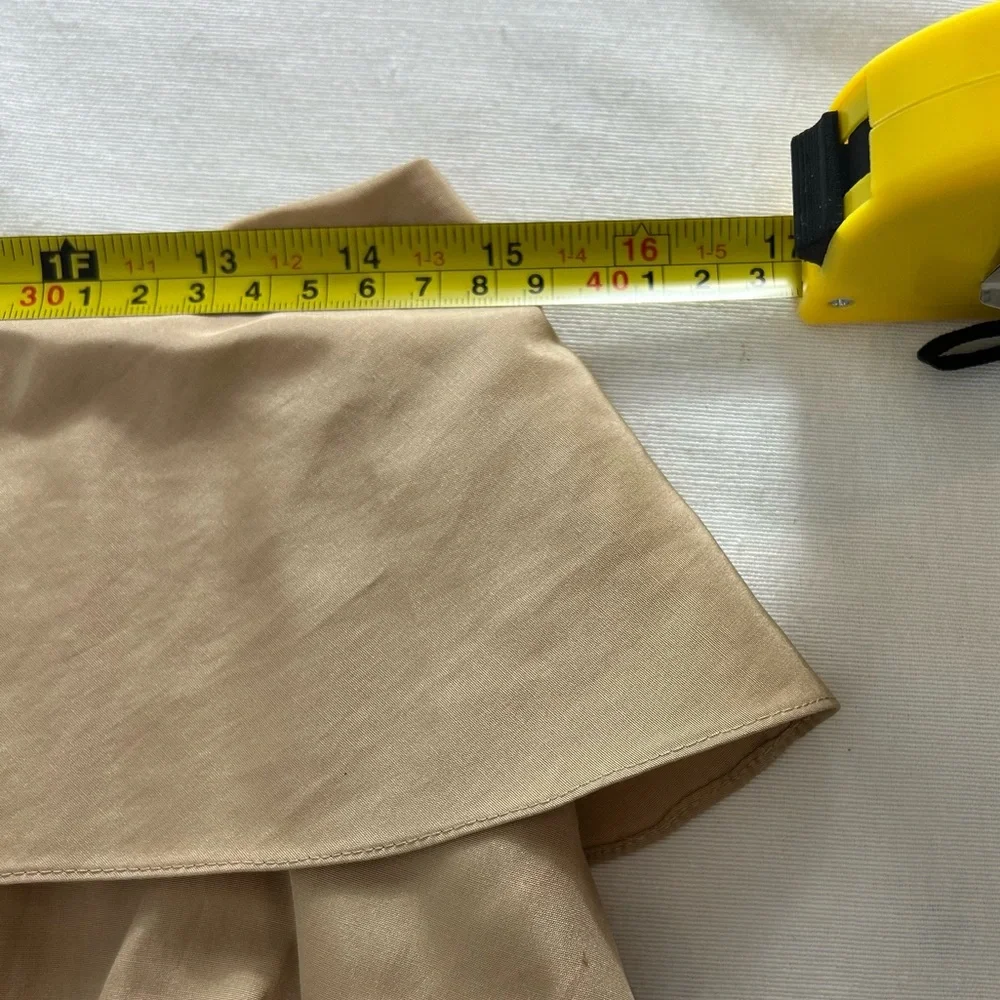 Ralph Lauren Black Label Silk Ruffle Skirt‎ Gold Beige Silk Lined Women’s 6 EUC
